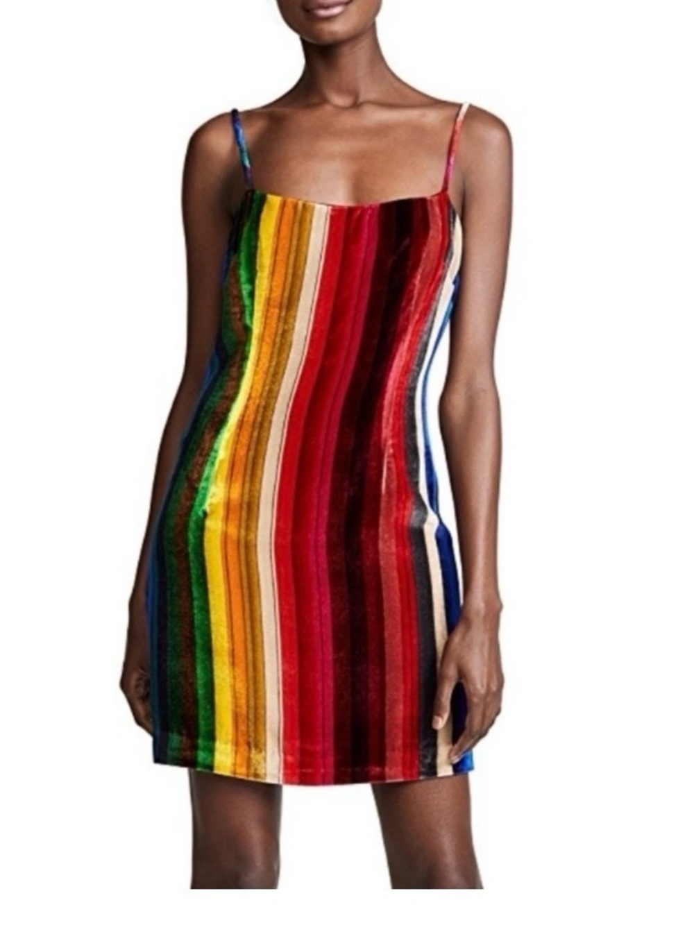Milly Rainbow Striped Velvet Mini Dress size 2